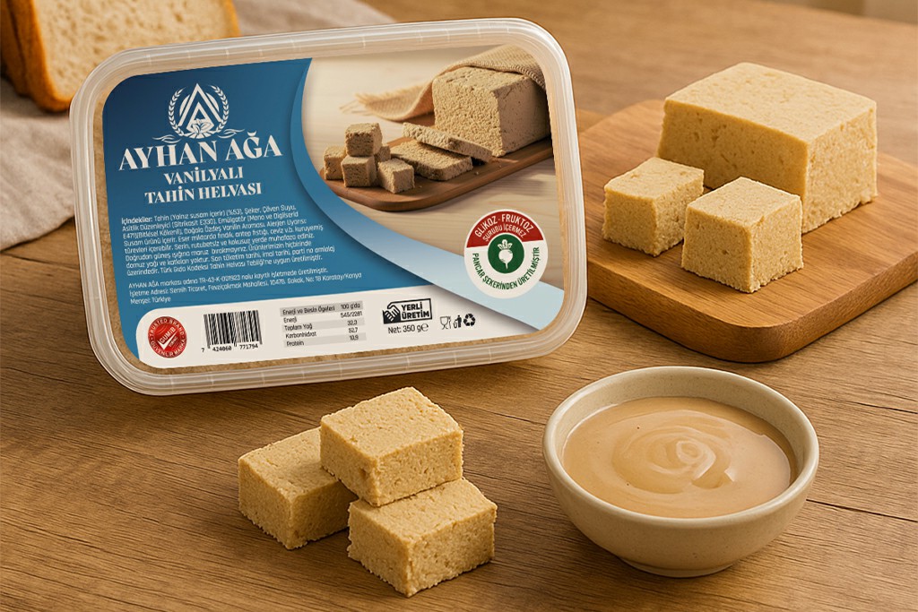 Vanilya aromalı tahin helvası doğal ve yumuşak lezzet